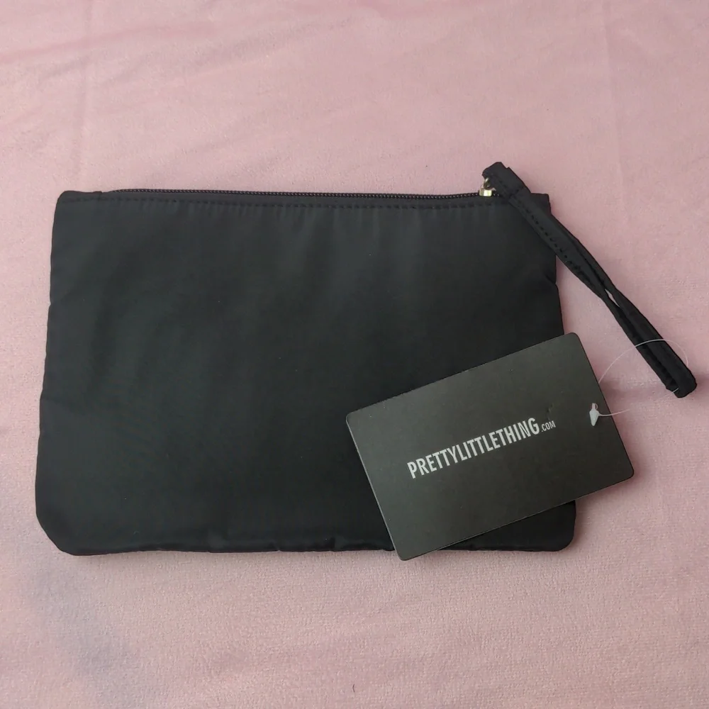 PrettyLittleThing Black Nylon Pouch Clutch Bag